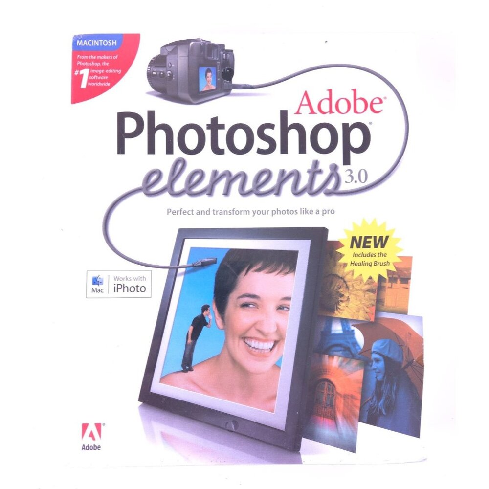 Adobe Photoshop Elements 3.0 includes Healing Brush Macintosh New Sealed